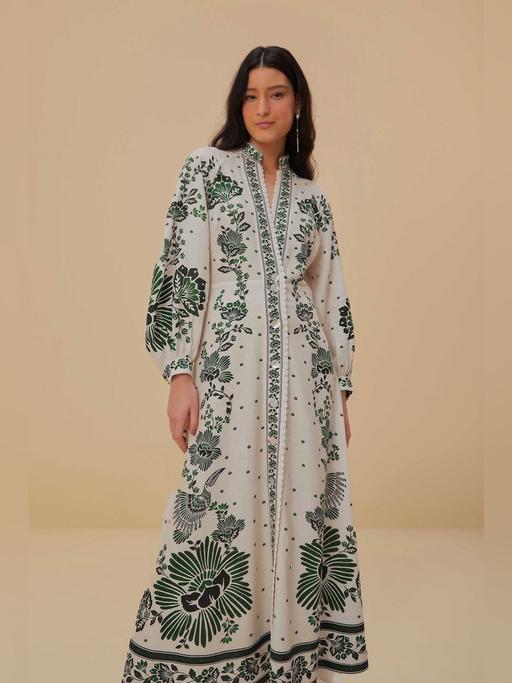 Farm Rio Forest soul off white maxi dress large - Picture 13 of 13